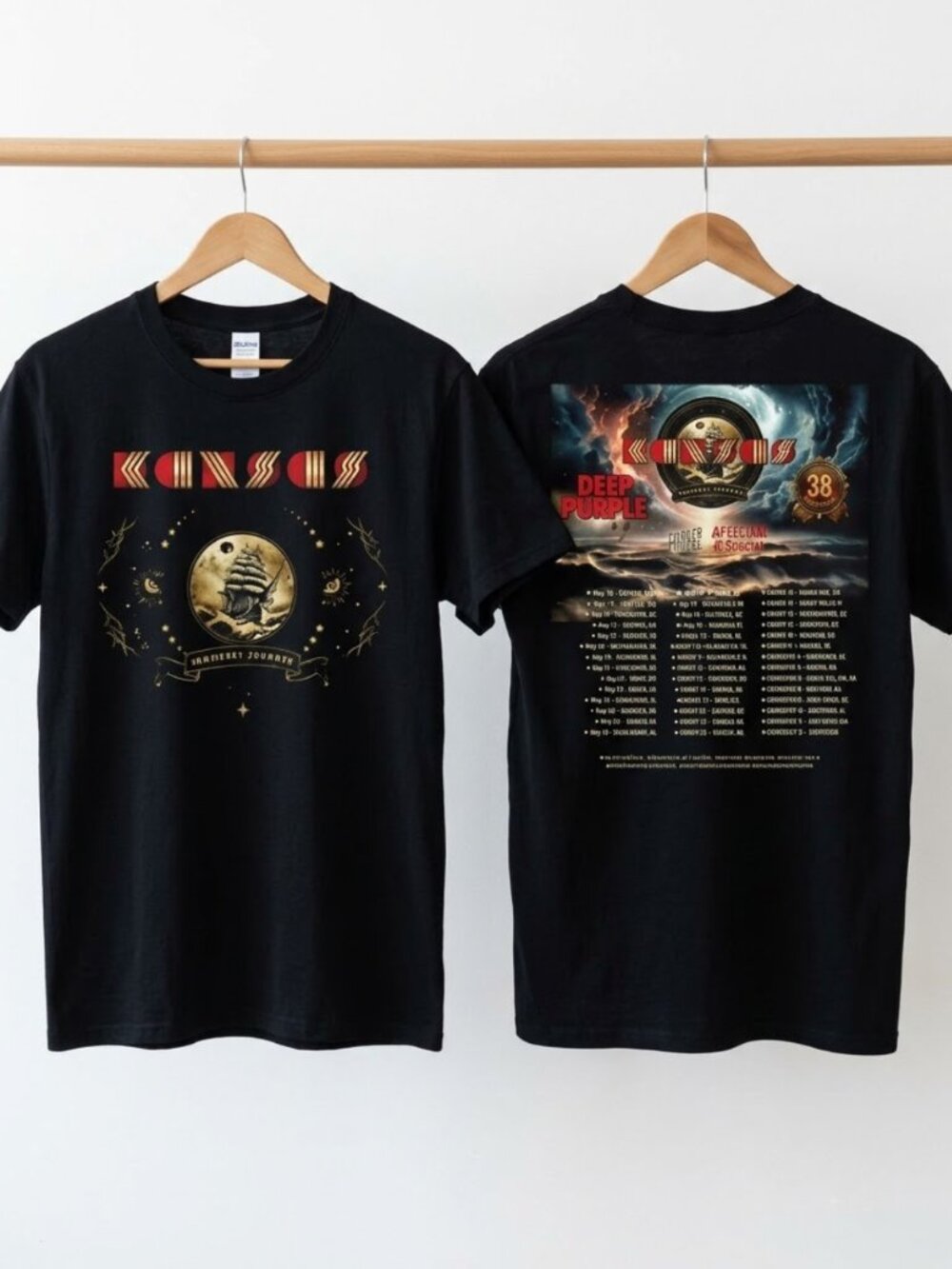 Kansas and Deep Purple North American Tour 2026 Black T-Shirt Reprint